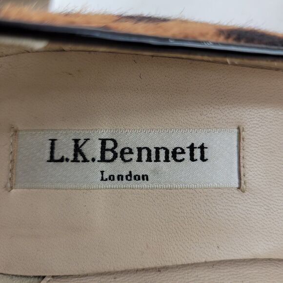 LK Bennett Pumps Women 6 37 Pointed Toe Animal Print Calf Hair Mid Heel Designer - Picture 7 of 9